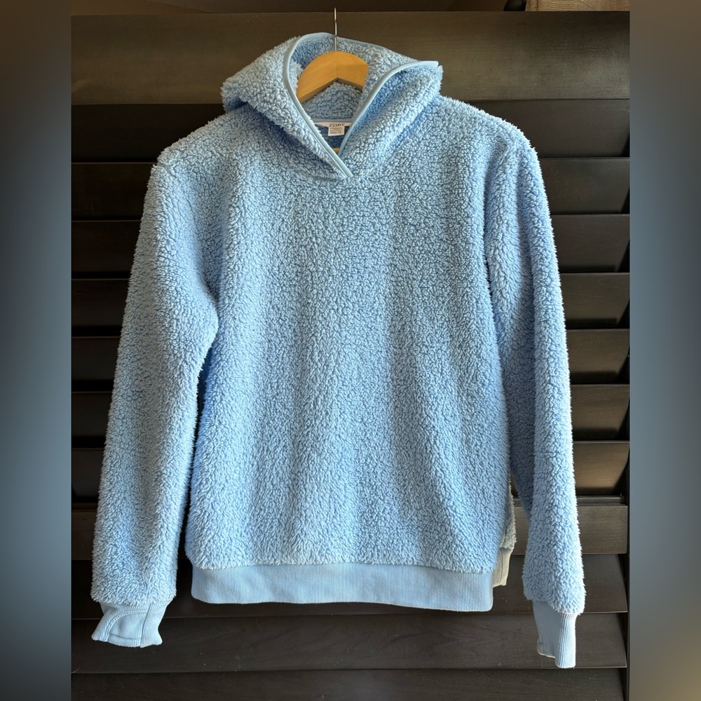 Athleta Girl Size 16 XXL Blue Sherpa Pullover Hoodie Cozy